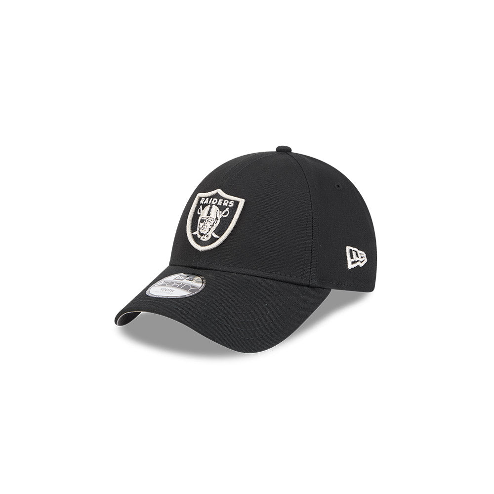 Las Vegas Raiders Youth Kids Hat - Black Metallic 9Forty Kids NFL Snapback Cap - New Era